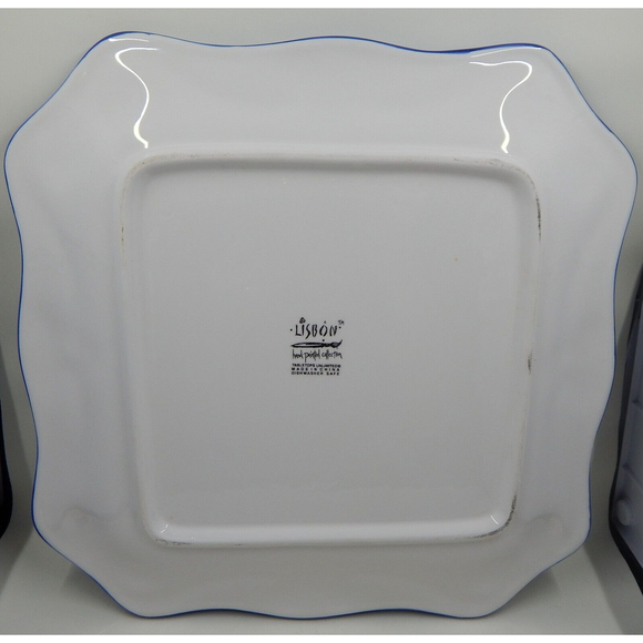 Tabletops Unlimited Lisbon Dinner Plate Hand-Painted Blue White - Picture 7 of 9